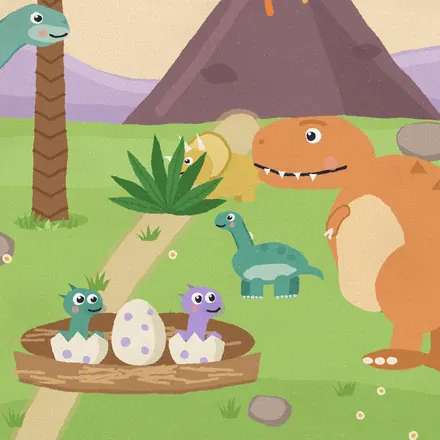 Dinosaur valley: babies hatching in a nest